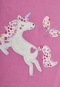JoJo Maman Bébé REGULAR FIT-APPLIQUÉ FRILL SHOULDER - Tričko s potlačou - pink unicorn