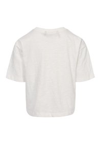 Witte katoenen cropped t-shirt met korte mouwen, ronde hals en een licht getextureerd oppervlak. Geen zichtbare logo's of patronen.