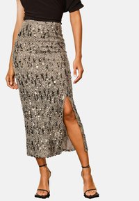 SEQUIN COLUMN MIDI PETITE - Gonna a tubino - silver