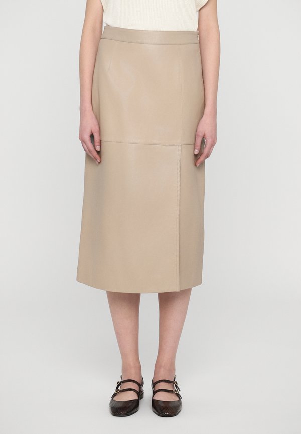 BAMBINO - Leather skirt - naturale