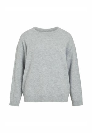 Heledam halli kootud sviiter ümmarguse kaelusega, langenud õlgadega ning soonikkäiste ja -äärtega. Pehme tekstuur ja mugav lõige.