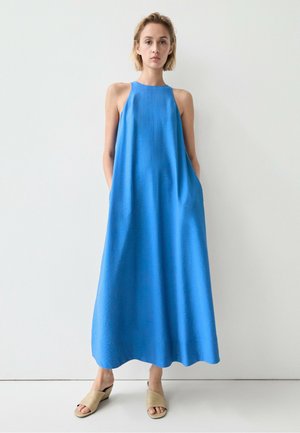 Massimo Dutti, LONG FLOWING HALTER DRESS - Maxikleid - dark blue