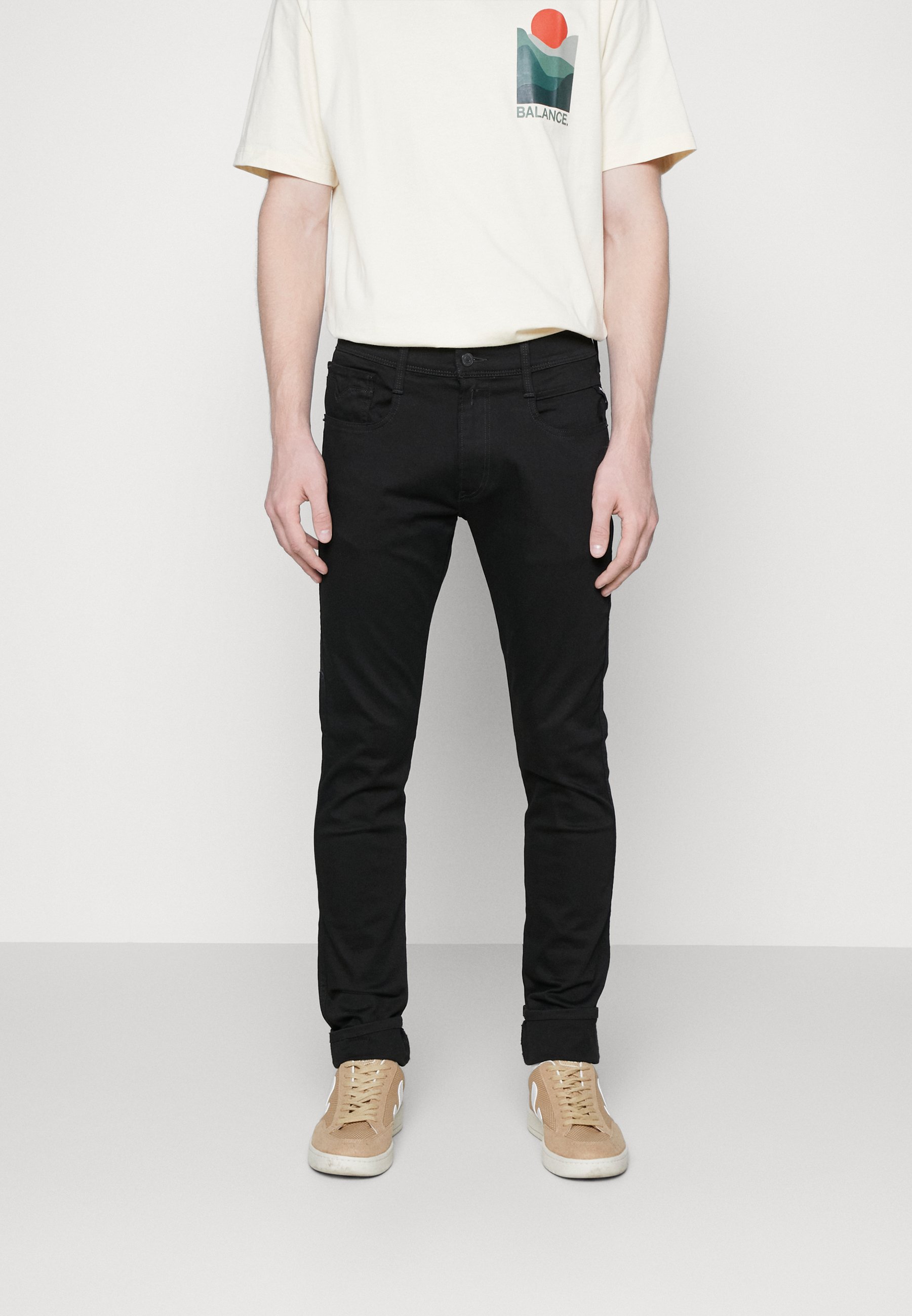 archive REPLAY Coated Black Skinny Jeans Replay ANBASS HYPERFLEX 