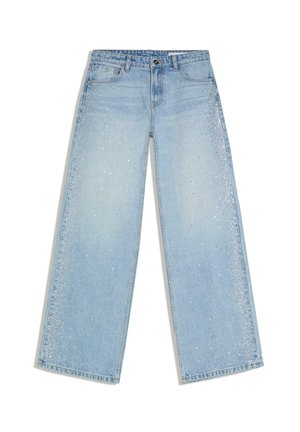 SHIMMERY HIGH-WAIST STRAIGHT - Wide Leg - light blue