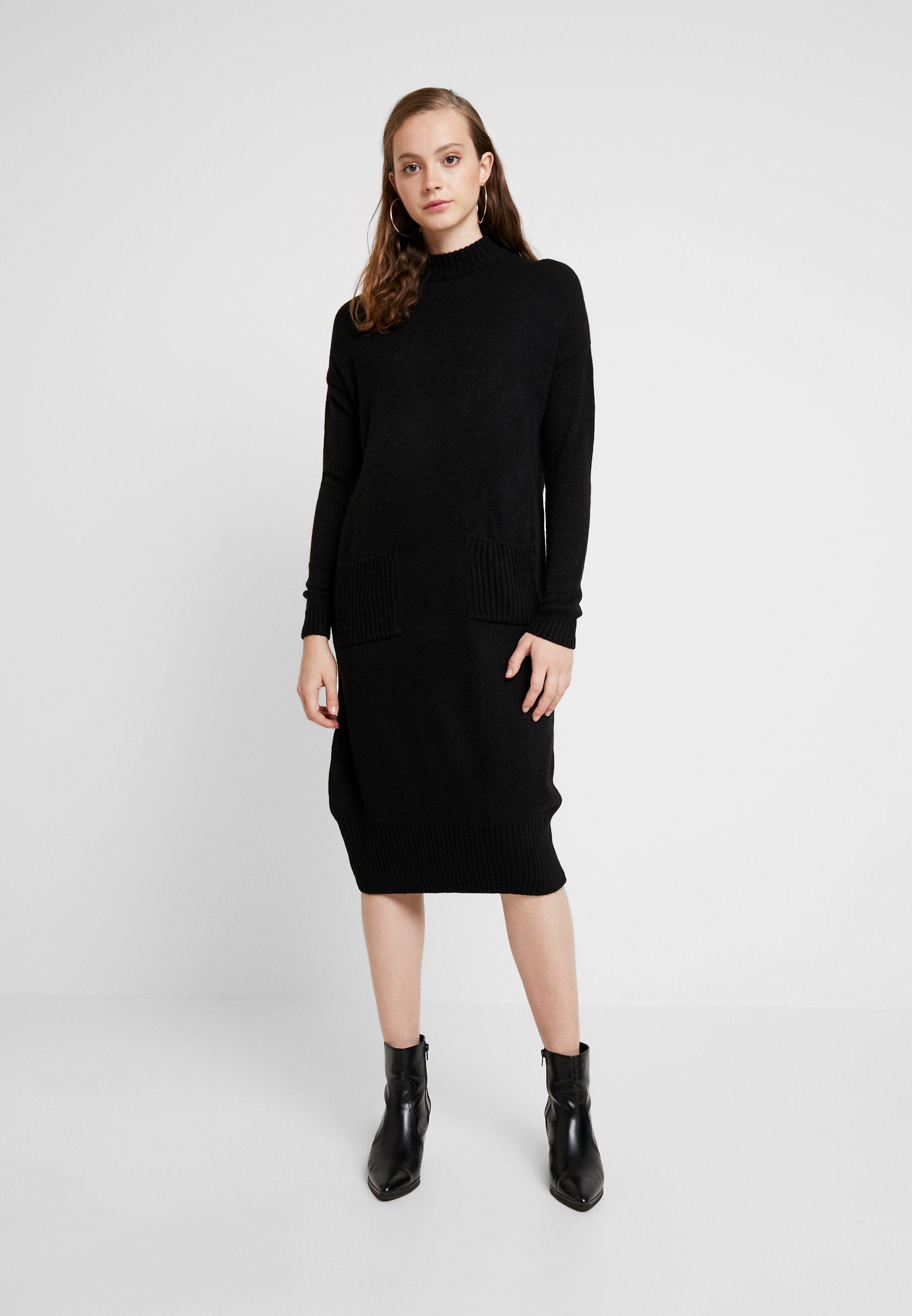 black jumper midi dress