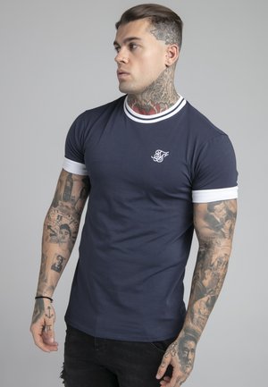 ROLL SLEEVE TEE - Basic T-shirt - navy/white