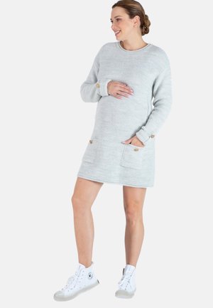 MATERNITY AND NURSING  WITH FRENCH OLIVE TREE BUTTONS HONEY - Strickkleid - grey