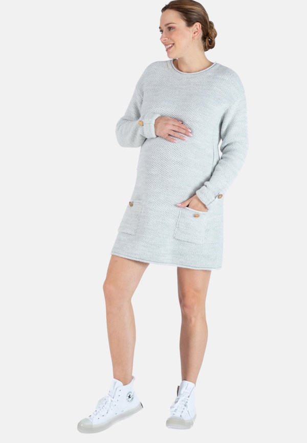 MATERNITY AND NURSING  WITH FRENCH OLIVE TREE BUTTONS HONEY - Strickkleid