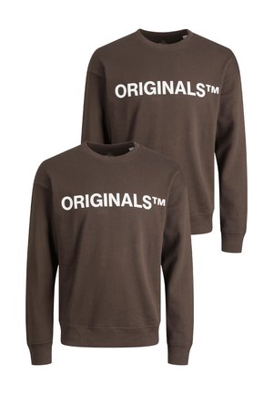 2ER- PACK RUNDHALS MIT ORIGINALS PRINT - Sweatshirt - braun