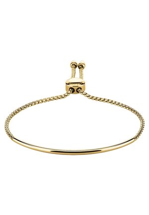 Bracciale con catena regolabile in oro con una barra curva liscia e una chiusura a cursore per la regolazione della misura.