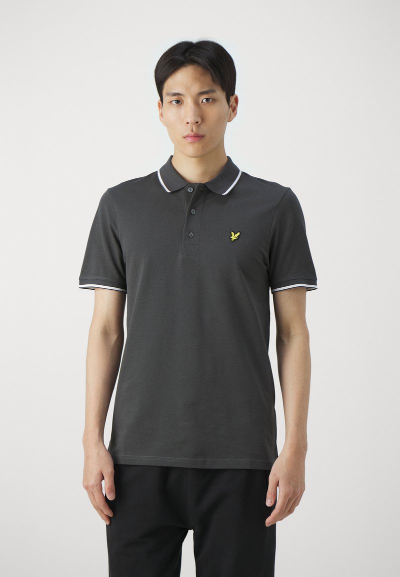 Lyle & Scott TIPPED - Polo majica - gun metal/white