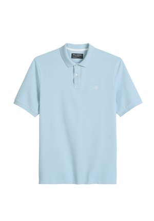 Marc O'Polo, SHORT SLEEVE BUTTON PLACKET SLITS AT HEM EMBROIDERY ON CHEST - Poloshirt - dusted blue