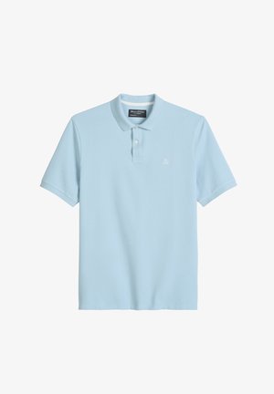 Marc O'Polo, SHORT SLEEVE BUTTON PLACKET SLITS AT HEM EMBROIDERY ON CHEST - Poloshirt - dusted blue
