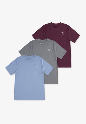 TEE 3 PACK - Basic T-shirt - dunkelrot/blau/khaki