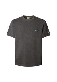 Donkergrijze T-shirt van katoen, met een ronde halslijn en korte mouwen. Merklogo "PEPE JEANS LONDON" in het wit gedrukt op de voorkant en de mouw.