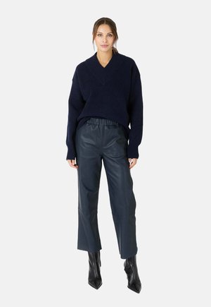 SARAH - Leren broek - blue