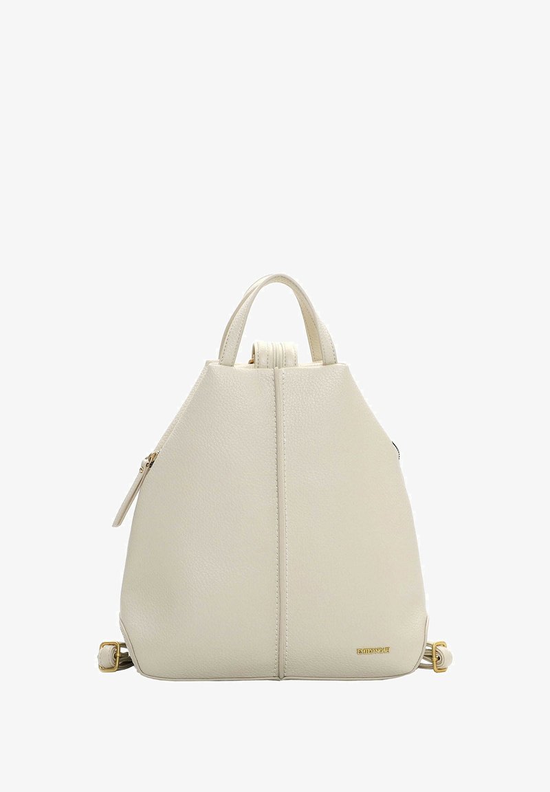 Helebeežist nahast seljakott kolmnurkse kujuga, tekstuurse pinnaga, ülaosas käepide ja kuldsed metalldetailid. Varustatud külgse tõmblukuga taskuga.