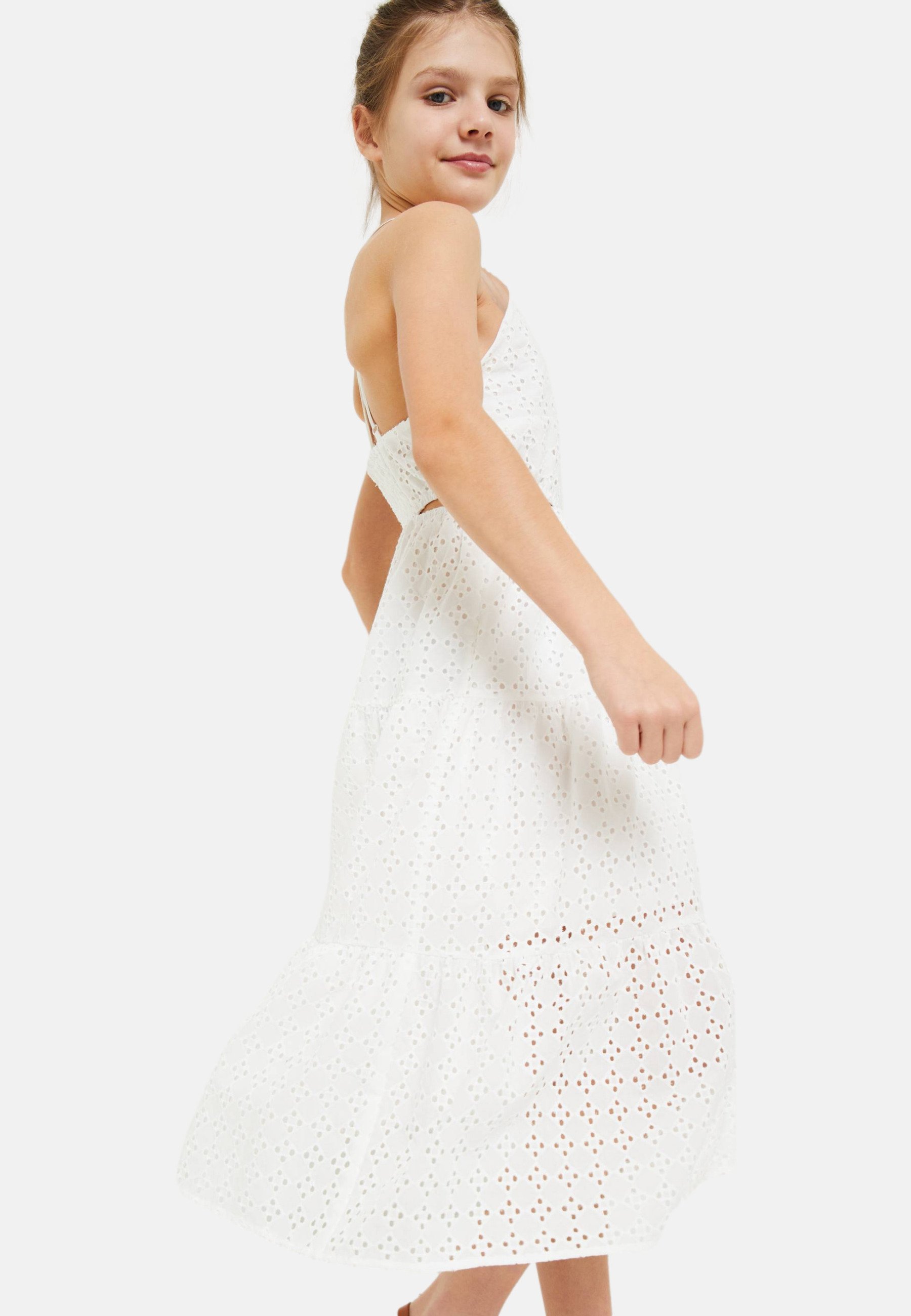 Monoprix BRODÉE Robe de jour ecru melange/blanc