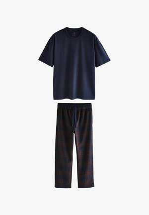 Next REGULAR FIT - COSY BRUSHED SET - Pizsama szett - navy blue burgundy check