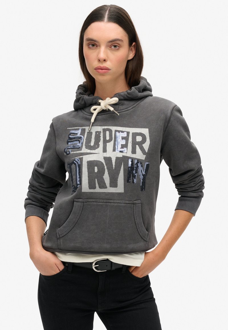 Superdry & Co EMBELLISHED PUNK GRAPHIC - Hoodie - blackboard