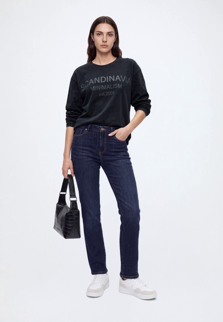 Gina Tricot PRINTED LONG SLEEVE TEE - Langarmshirt - grey/grau - Zalando.ch