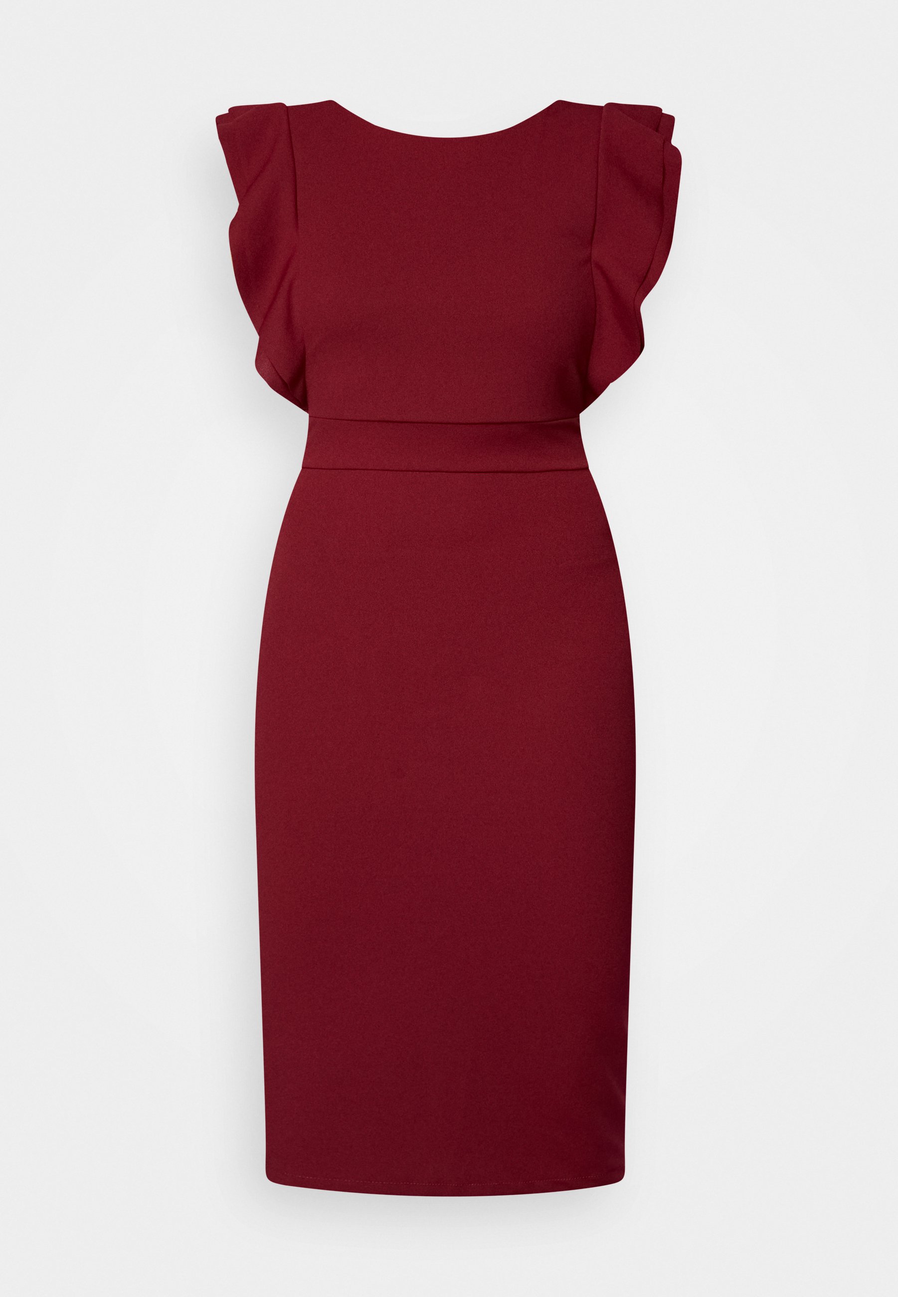WAL G. DIANA RUFFLE SLEEVE MIDI DRESS 
