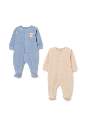 WITH TEDDY BEAR EMBROIDERY 2-PACK - Strampler - light blue beige