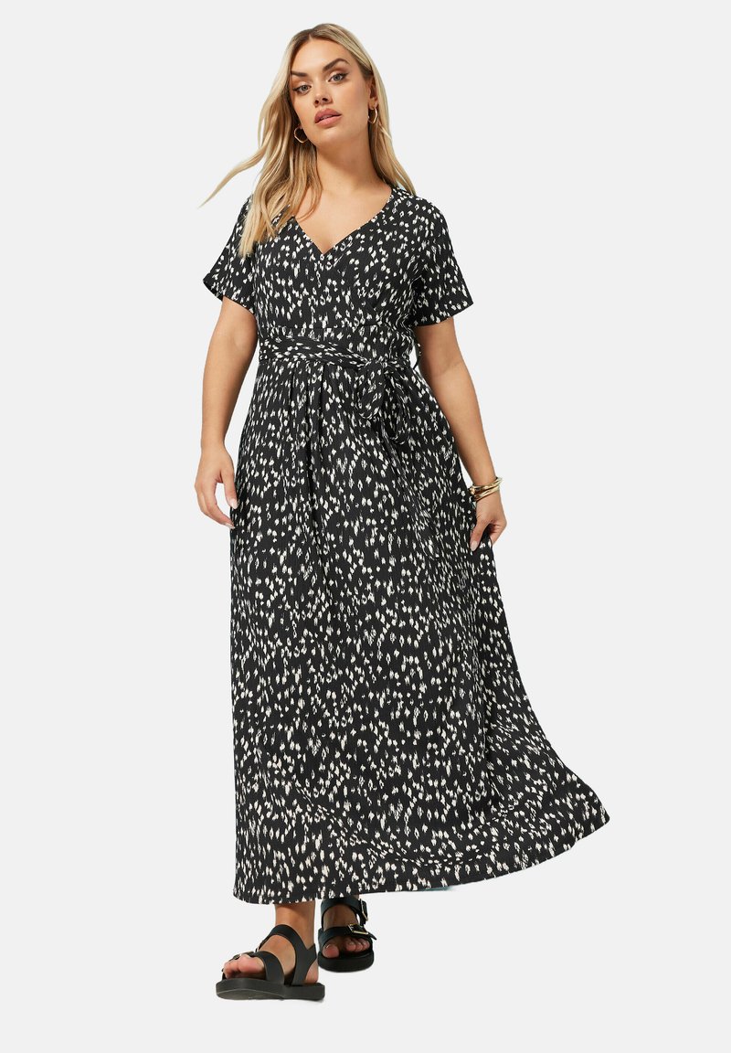 Yours Clothing SPOT PRINT WRAP MAXI  - Maksimekko - black