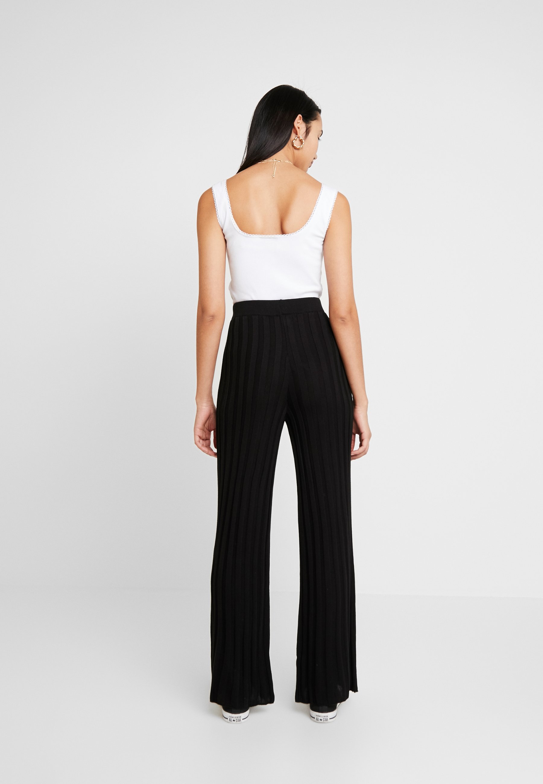 black ribbed trousers topshop