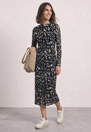 Street One, MIDI DRESS WITH BOAT NECK AND PRINT - Robe de jour - black