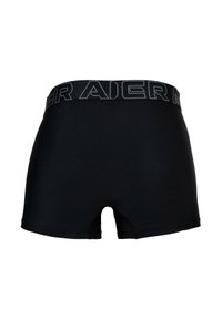 Black boxer shorts with a smooth texture, featuring a wide elastic waistband labeled "AIER" in grey. No additional patterns or accents.