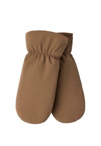 Bruine wanten van zacht stof, met een elastische tailleband voor een goede pasvorm en afgeronde punten. Eenvoudig ontwerp zonder extra patronen.