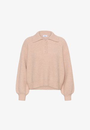 Helebeežist kampsun helebeezhis, sammaga kaelusega, kolmega nupuga ja soonikkoeline mansettidel ja servadel. Lõdvestunud, lühendatud lõige.