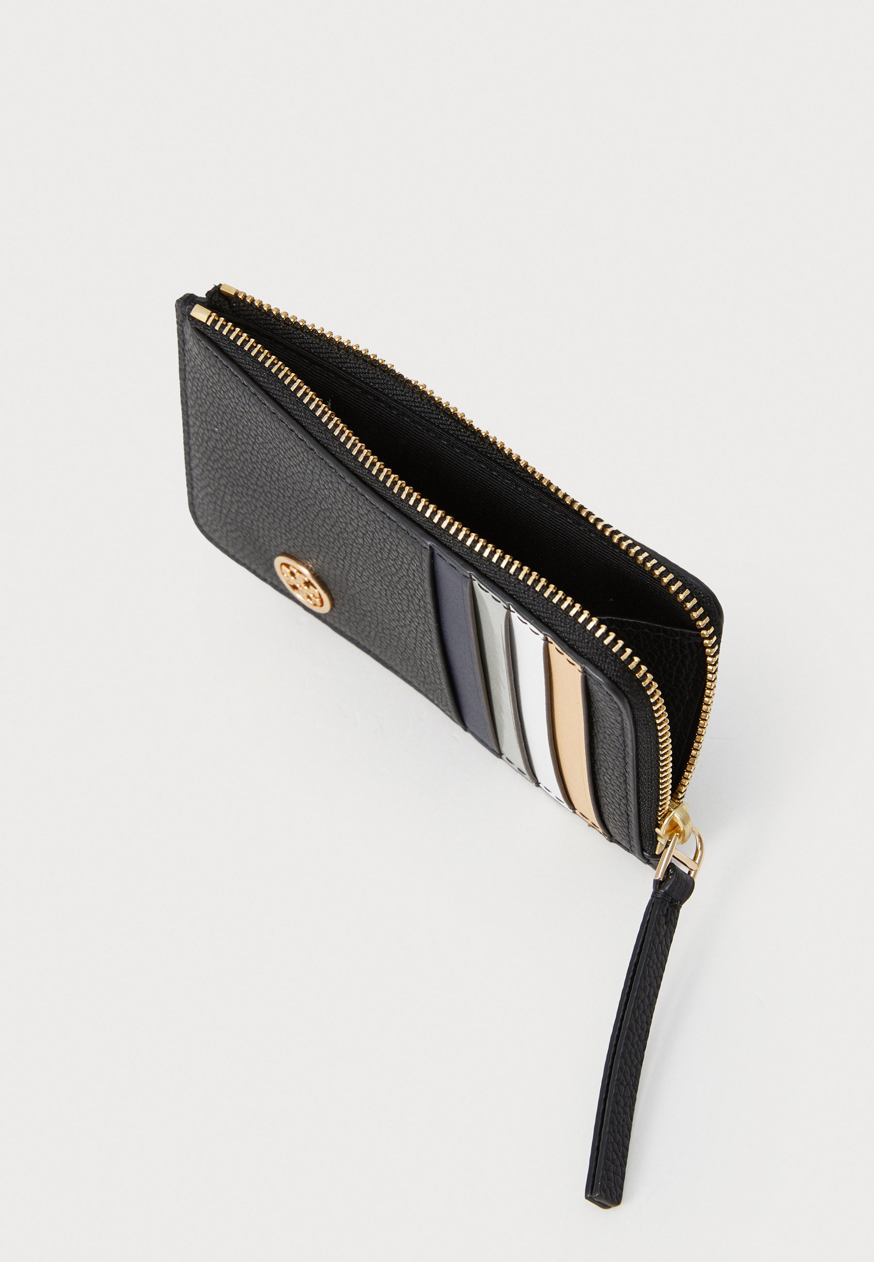 Tory Burch ROBINSON PEBBLED ZIP CARD CASE - Wallet - black