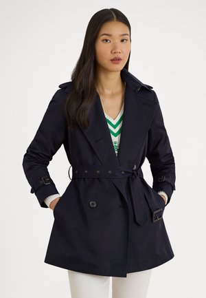 DOUBLE BREASTED COTTON BLEND TRENCH COAT - Trenčkot - dark navy