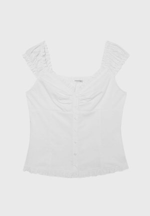 Stradivarius, SWEETHEART NECK TOP WITH BUTTONS - Blouse - white