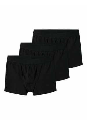 Černé boxerky, trojdílná sada, vyrobené z měkké látky, s páskem s nenápadným logem a tradičním střihem s přední kapsou.