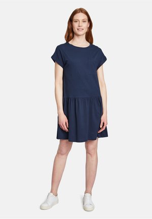 MIT RUNDHALSAUSSCHNITT - Jersey dress - navy blue