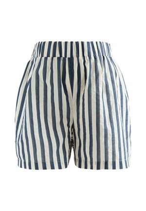 Bomullsshorts med elastisk midja, med vertikala marinblå och krämfärgade ränder, och en avslappnad passform.