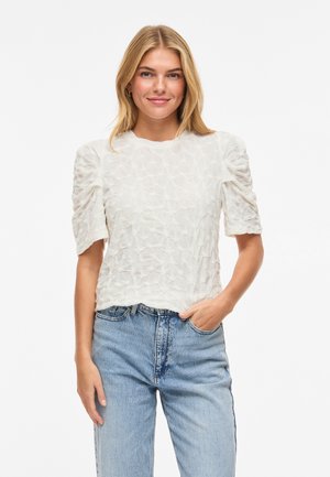 VILA VIELAINE O NECK - T-shirts med print - snow white