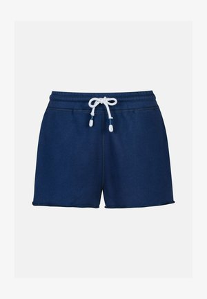 Navyblauwe sweatshorts gemaakt van zachte stof, met een tailleband met trekkoord en elastiek. De zoom is afgewerkt met een eenvoudige stiksel.