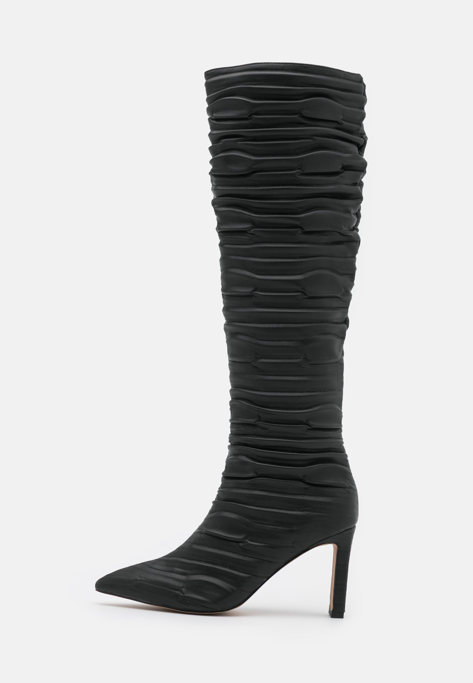 NA KD SLOUCHY STRUCTURED SHAFT BOOTS Saappaat black NA KD SLOUCHY STRUCTURED SHAFT BOOTS Saappaat black