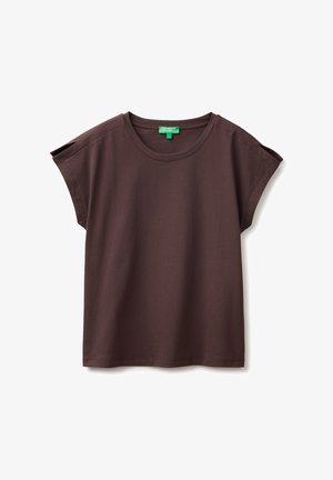 United Colors of Benetton, SHORT-SLEEVE T-SHIRT WITH A SLIT AT THE SLEEVE HEM.. - T-shirt basic - brown