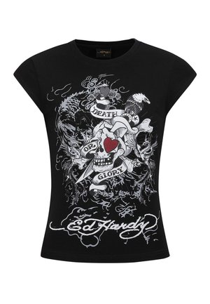 Ed Hardy WOMENS DEATH OR GLORY LOVE CAP SLEEVE - Print T-shirt - black