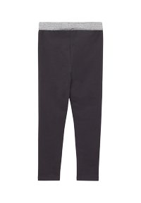 Leggings gris foncé avec une ceinture élastique texturée gris clair. Fabriqués à partir d'un matériau doux et extensible, présentant un design ajusté.