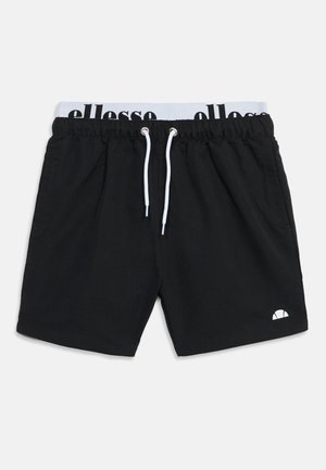 Pantaloncini neri con fascia elastica in vita, coulisse bianca e fascia interna visibile bianca con il marchio "ellesse". Piccolo logo ellesse sulla gamba.
