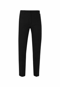 Pantaloni neri su misura in design a gamba dritta, realizzati in un tessuto morbido. Presentano tasche frontali e posteriori, con un sottile accento del marchio.