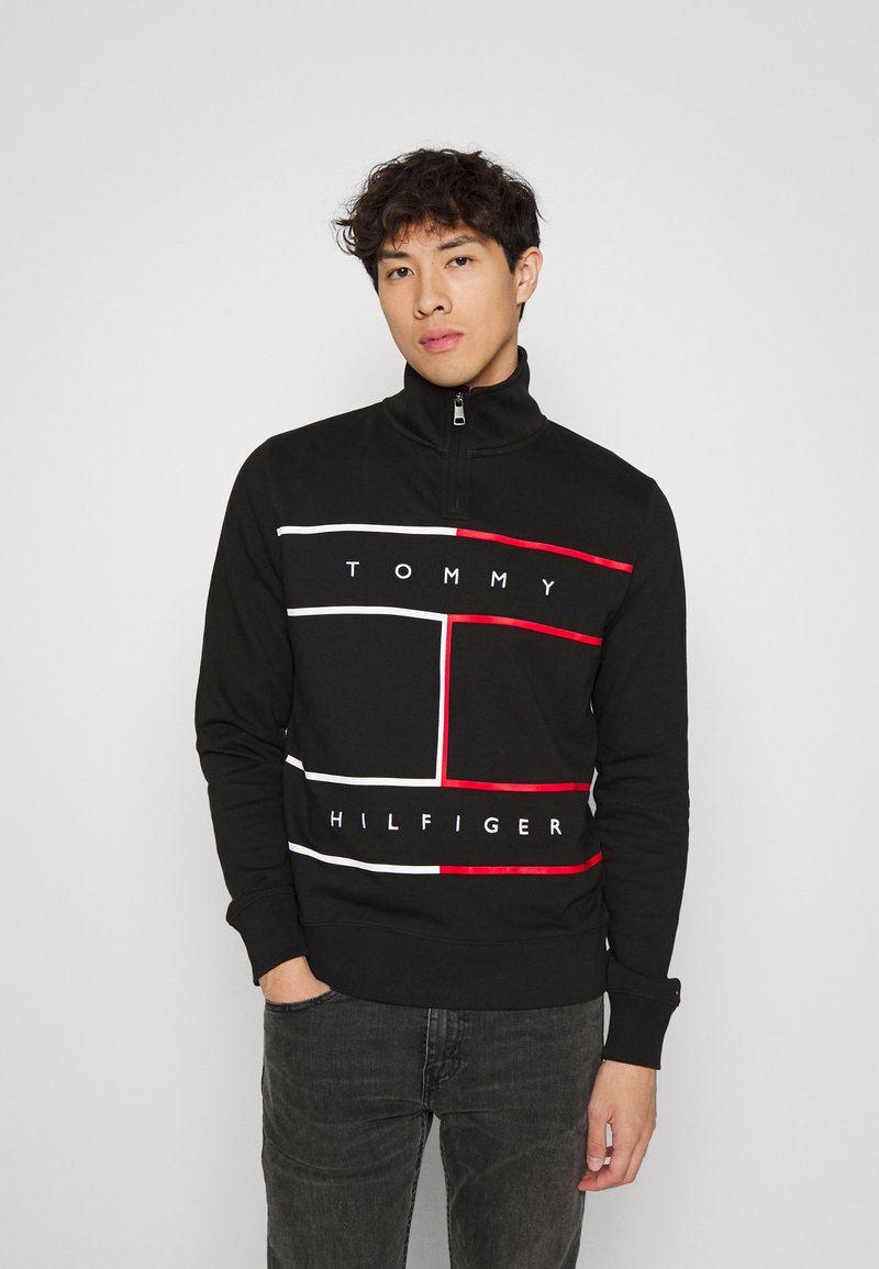 Tommy Hilfiger LARGE FLAG ZIP MOCK - Camisola - black