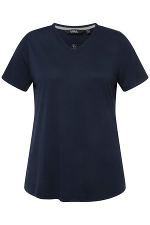 Ulla Popken, FUNKTIONSSHIRT, ANTIBAKTERIELL, V-AUSSCHNITT, HALBARM - T-Shirt basic - navy blue