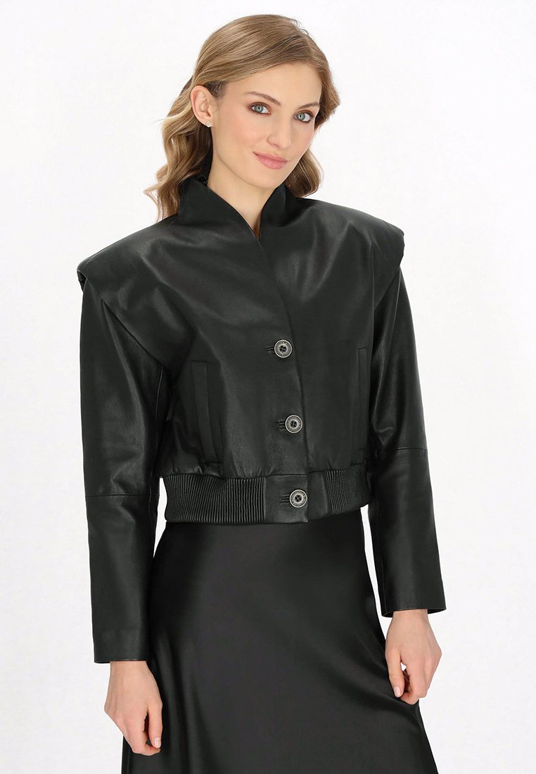 dreimaster Leren jas zwart